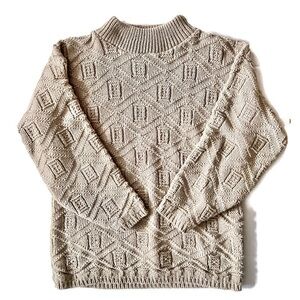 Vintage Beige Cotton Aran Sweater Small / Medium